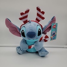 NWT Disney Stitch 8" Plush Stitch Antlers Holding Candy Cane Christmas Soft Toy