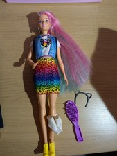 Barbie Leopard Rainbow Hair Doll color-change hair feature With Some Accessories