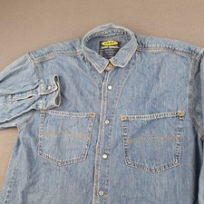 Vintage 80s 90s USA Made Denim Pearl Snap Long Sleeve Shirt Men's Large Rivet