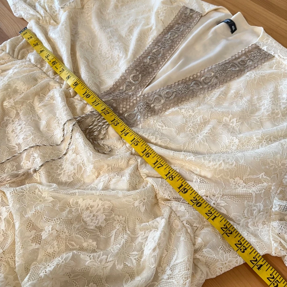 Vestido Mujer 4XL Renn Faire Boho Cottagecore Renacimiento Hada Encaje Superpuesto Marfil Foto 2 de 4