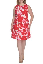 Jessica Howard Womens Plus Size Floral Sleeveless Shift Dress 22W Ivory/Red NWT