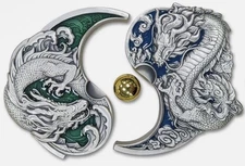 2024 2 Oz .999 Silver Lunar Year Of The Dragon Split Commemorative Rounds