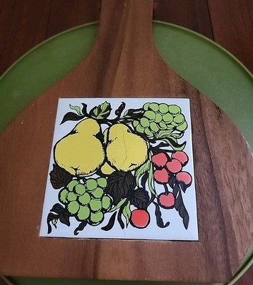 Vintage Wood Cutting Charcuterie Cheese Board Retro Ceramic Tile