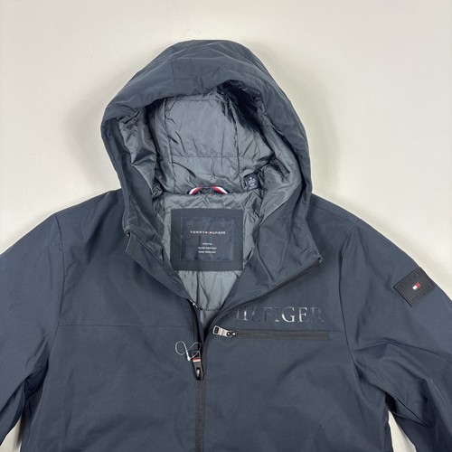 Tommy Hilfiger Men's Softshell Hoody Jacket Zipper Chest Pocket, Blue Small - Picture 3 of 4