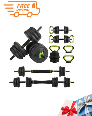 NEW Adjustable Dumbbell Set 30/44/66/88Lbs 4 In1 Free Weight Set Green Black Gym