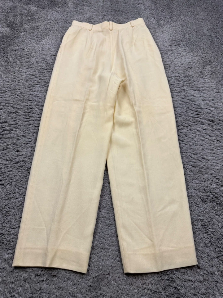 Giorgio Armani Pants Women 44 US 10 Creamy Ivory Wool Pleated Relaxed Trousers - Image 2 of 4