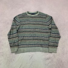 Vintage Knitted Jumper abstract patterned grandad knit sweater Men's XL