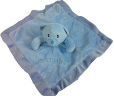 Mini Bean Blue Bear Satin Security Blanket Baby Boy Lovey Says Adorable 12x12