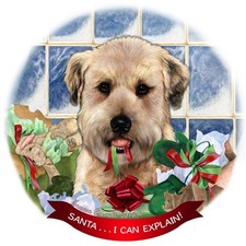 Wheaten Terrier Dog Porcelain Hanging Ornament Pet Gift 'Santa.. I Can Explain '