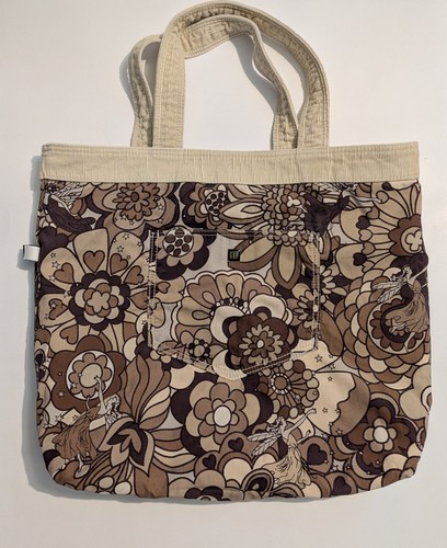 Gap Reversible Tote Bag Corduroy Brown Floral  Shoulder Bag Fall 2005