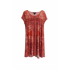 Karen Kane Orange Abstract Trapeze Swing Dress XL Made in USA | MSRP $118