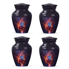 Guitar Cremation Urn 3Inch Set Of 4 Decorative Memorial Urns for Human Ashes