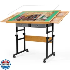 1500 Pieces Puzzle Table with Wheels, with Drawers and Cover, 34.25" x 25.2" 