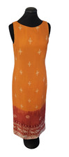 VTG Clues Collections Women’s Maxi Dress Sleeveless Orange Bohemian Floral Print
