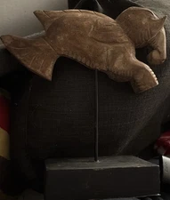 Vintage Hand Carved Wooden Elephant Sculpture Folk Art Display Decor