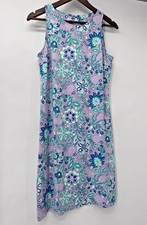 Talbots Nylon Blend Floral Dress purple Blue Sleeveless Stretch Beach scuba Mp