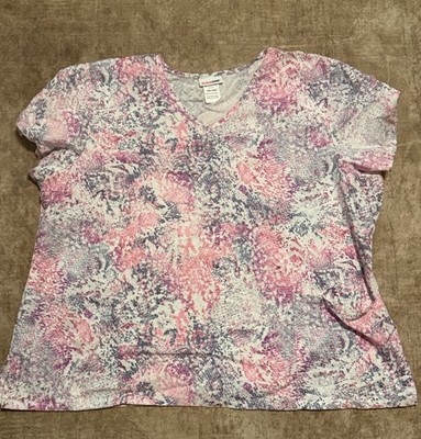 Scrubstar Women s Medical Scrub Top V-Neck Knit Cotton Patterned 3XL