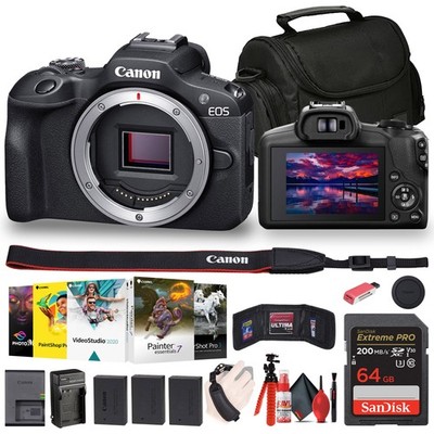 Canon EOS R100 Mirrorless Camera (6052C002) + Corel Photo Software + Bag + 64GB