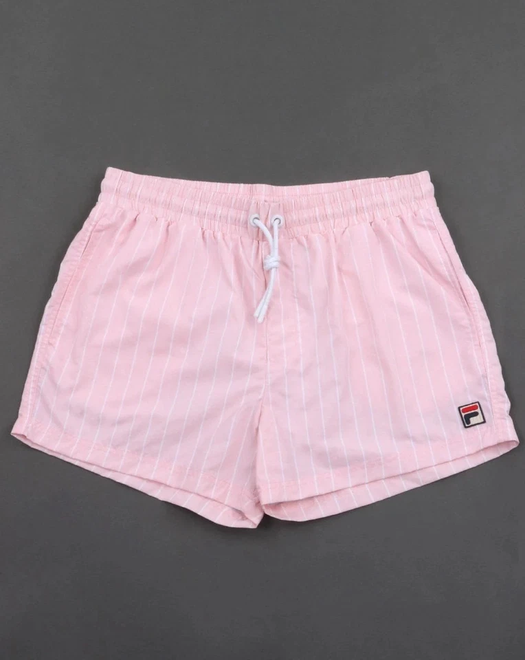 Fila Vintage Pinstripe Swim Shorts Pink - Image 1 of 1