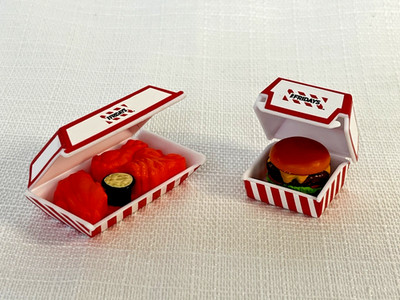 Lot of 2 Zuru Mini Brands Foodie, TGIFridays - Chicken Wings & Cheeseburger
