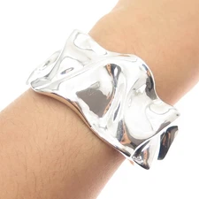 HAGIT GORALI Sterling Silver Vintage Israel Modernist Adjustable Bracelet 6.25"