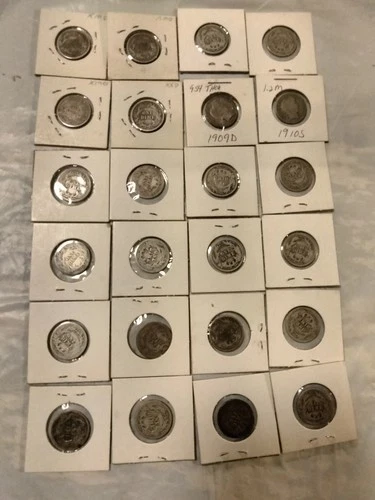 Lot of 24 Barber Dimes Mixed Dates and Mint Marks 90% Silver
