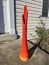 Vintage MCM LE Smith Bittersweet Orange Swung Circle/Oval Fat Bottom Vase