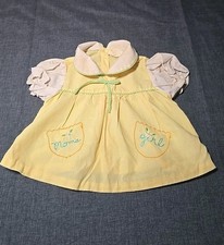 Vtg Mayfair Yellow  White Embroidered Baby Dress "Mom's Girl" With Flowers