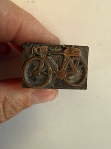 Vtg Bicycle Letterpress  Print Block Lead Copper Advertising Bike Stamp