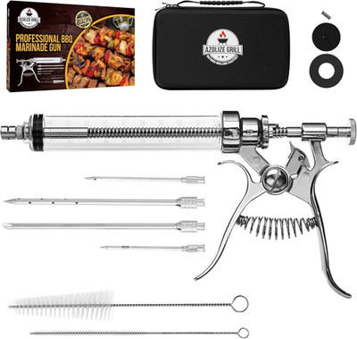 NEW Meat Injector Gun Kit Stainless Steel BBQ Marinade Injector with Case Fast S