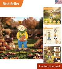 Elegant Waterproof Fall Scarecrow Metal Yard Sign - Perfect for Autumn Decor