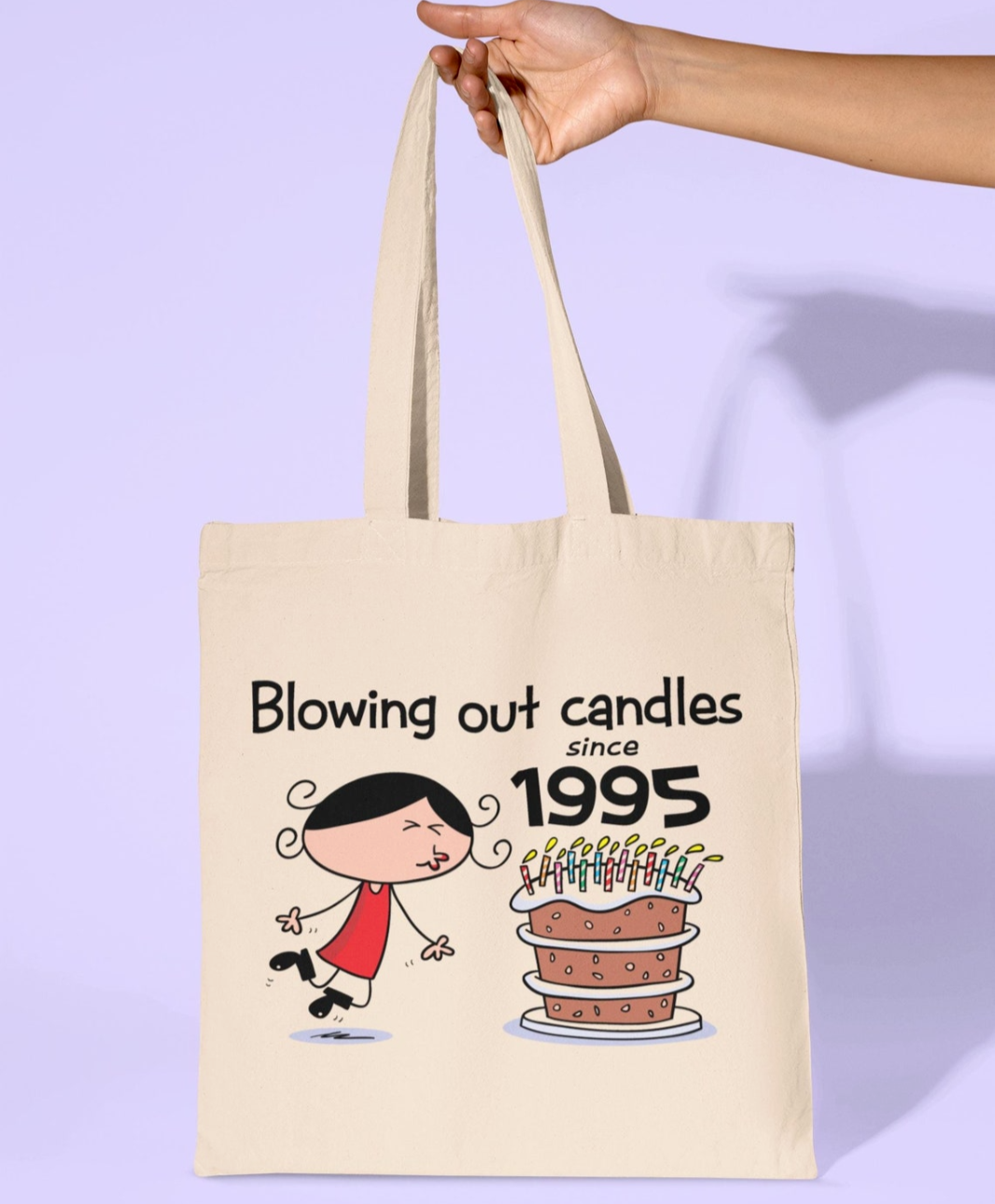 Blowing Out Candles Since 1995 30th Birthday Tote Shopping Personalized Tote Bag