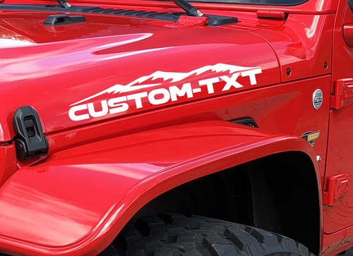 2 Mountains CUSTOM TEXT Hood or Fender Decals FITS Jeep WRANGLER OR ANY TRUCK - Foto 24 di 34
