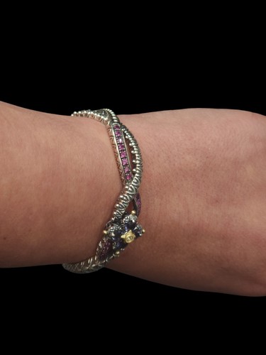 Barbara Bixby 18K Gold, Sterling Silver and Semi Precious Stones Cuff Bracelet - Picture 7 of 9