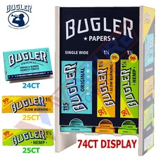 BUGLER 1 1/4 1.25 Hemp & 110mm Singlewide Rolling Paper Display 74CT - FREE SHIP