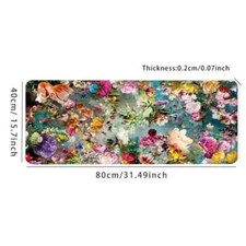 1pc Large Retro Flower Aesthetic Art Pattern Gaming Mouse Pad, 35.4x15.7 Inch
