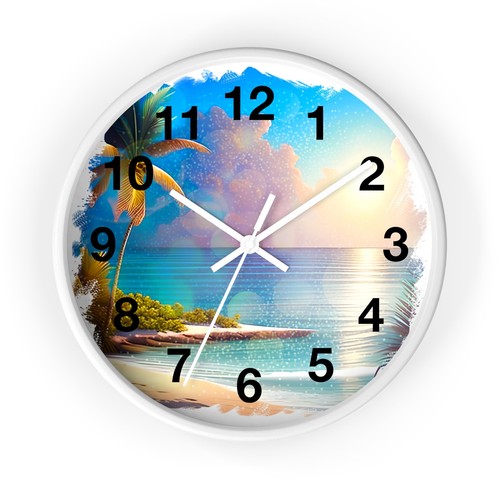 Tropical Beach Wall Clock, Nautical Home Decor, Vacation Vibe, Living Room Art, - Picture 17 of 19