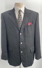 Dieter Hansner Men's Pure New Wool Three-Button Double Vented Black Blazer Sz 52