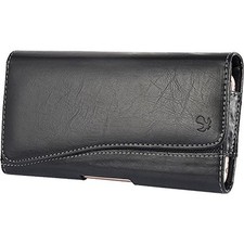 Funda de cuero con clip de cinturón horizontal negra 2 para LG Leon C40 Risio Tribute 2