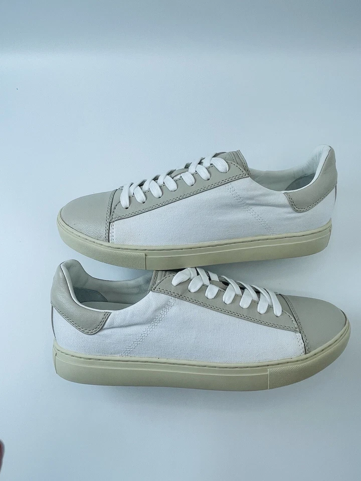 MUJER BELSTAFF INGLATERRA WANSTEAD GRIS BLANCO CUERO LONA CORDONES ZAPATILLAS BOMBAS Foto 3 de 4