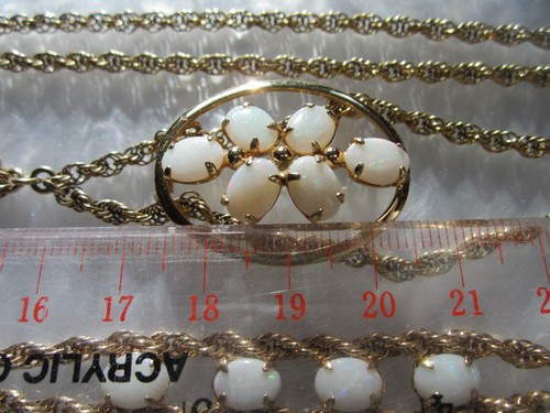 ART DECO GOLD FILLED NATURAL OPAL SLIDE TASSEL BOLO TIE NECKLACE & BRACELET SET - Picture 6 of 23