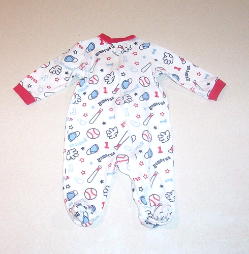 Infant Boy's Garanimals Baseball Print Knit Cotton Pajamas 0-3 Months - Picture 2 of 2