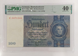 Germany 1935 100 Reichsmark, PMG XF40, Series C, underprint C, Justus von Liebig