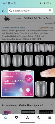 Showmore Soft Gel Nail Tips 456 Count 12 Sizes New - 第 1/8 張圖片