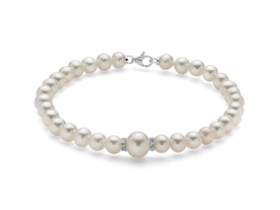 Bracciale Miluna perle d'acqua dolce 7,5 - 8 in oro bianco e diamanti PBR3073V