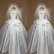 Wedding Dresses with Bow Lace Appliques Long Sleeves Vintage A Line Bridal Gowns