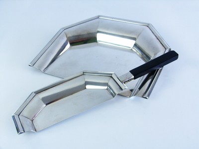 PURE ART DECO KLEINE u. GROSSE Krümel SCHAUFEL VERSILBERT VON GALLIA CHRISTOFLE