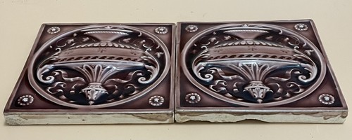 19th Century Mintons China Works Stoke-on-Trent Hearth Tiles - Neoclassical Urns - Picture 7 of 21