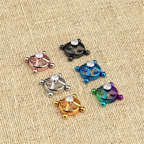 Screw Fake Clip On Fake Piercing Nipple Ring Non-Piercing Body Jewelry - Picture 4 of 16