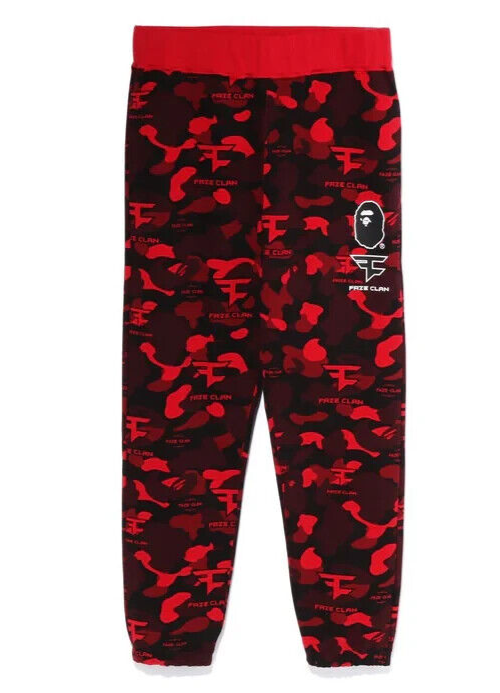 A Bathing Ape BAPE x Faze Clan Sweat Pants Red 1I73-152-903 Size